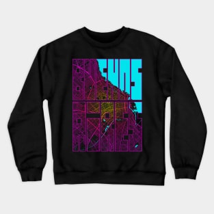 Buenos Aires, Argentina City Map Typography - Neon Crewneck Sweatshirt